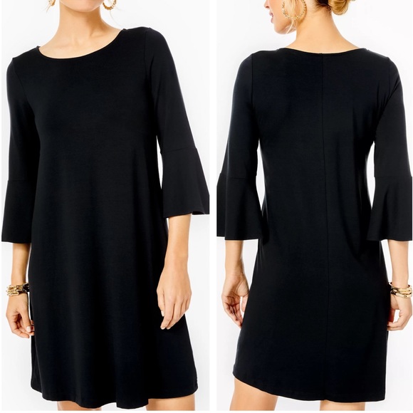 Lilly Pulitzer Ophelia Swing Dress in Onyx Black Stretch Jersey Knit - Picture 10 of 10